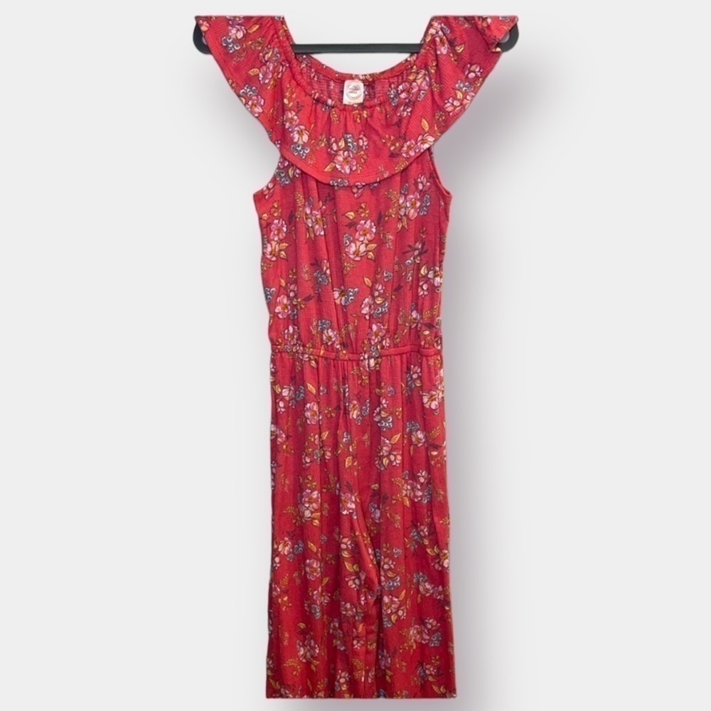 Girls One Piece Jumpsuit Romper Floral Coral Size Girl's XXL 18